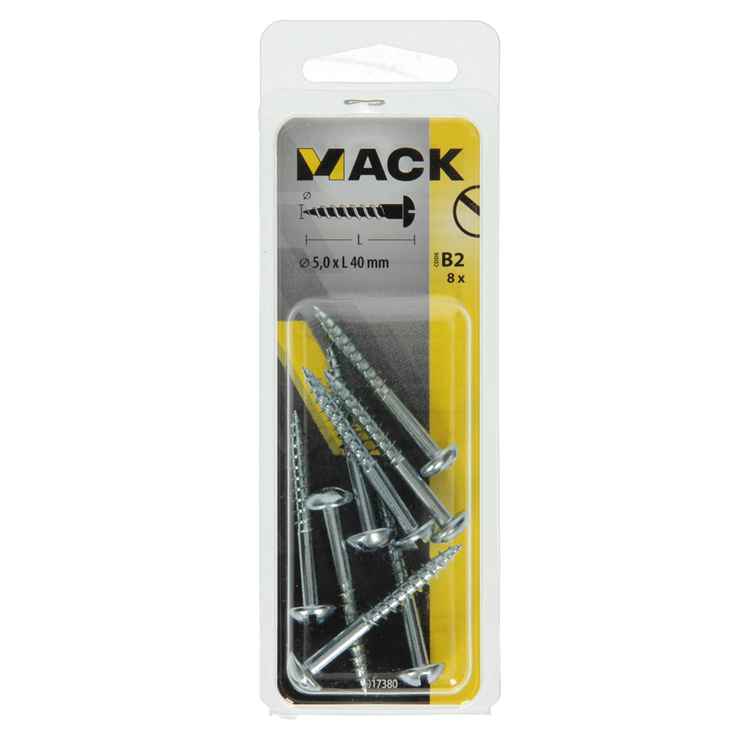 Load image into Gallery viewer, Mack 1017380 - houtschroef bolkop staal verzinkt 8 st 5,0 x 40 mm | 10 stuks