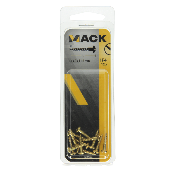 Load image into Gallery viewer, Mack 1019659 - houtschroef bolkop messing 12 st 3,0 x 16 mm | 10 stuks
