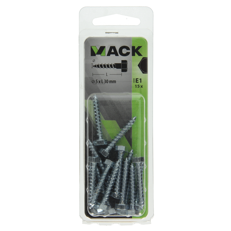 Afbeelding laden in galerijviewer, Mack 1017398 - houtdraadbout staal verzinkt 15 st 5 x 30 mm | 10 stuks