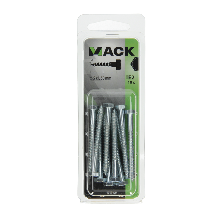 Afbeelding laden in galerijviewer, Mack 1017400 - houtdraadbout staal verzinkt 10 st 5 x 50 mm | 10 stuks
