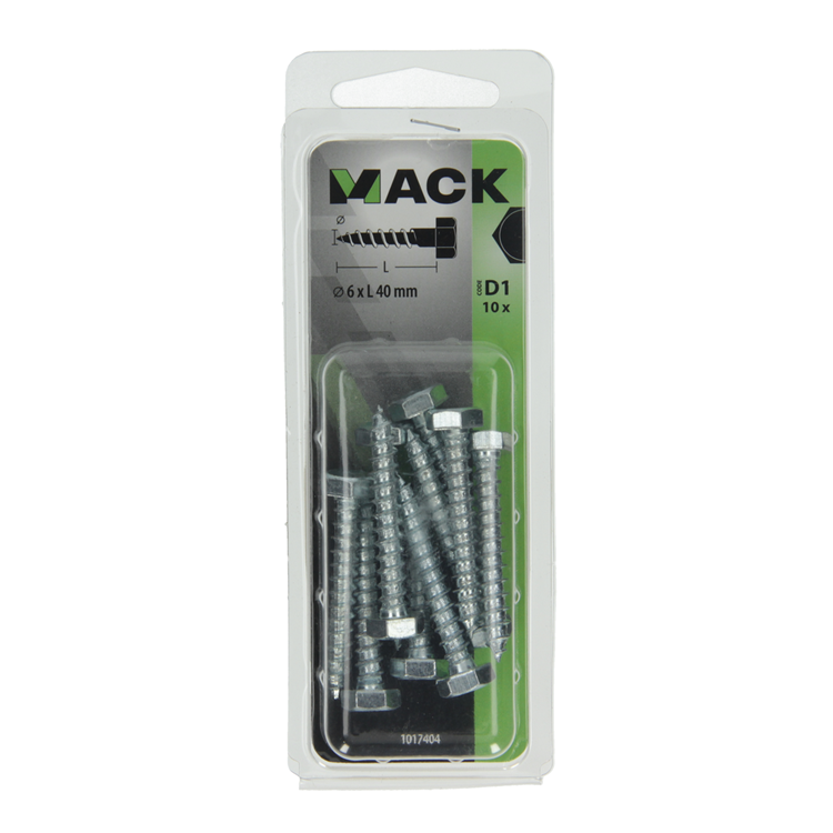 Afbeelding laden in galerijviewer, Mack 1017404 - houtdraadbout staal verzinkt 10 st 6 x 40 mm | 10 stuks