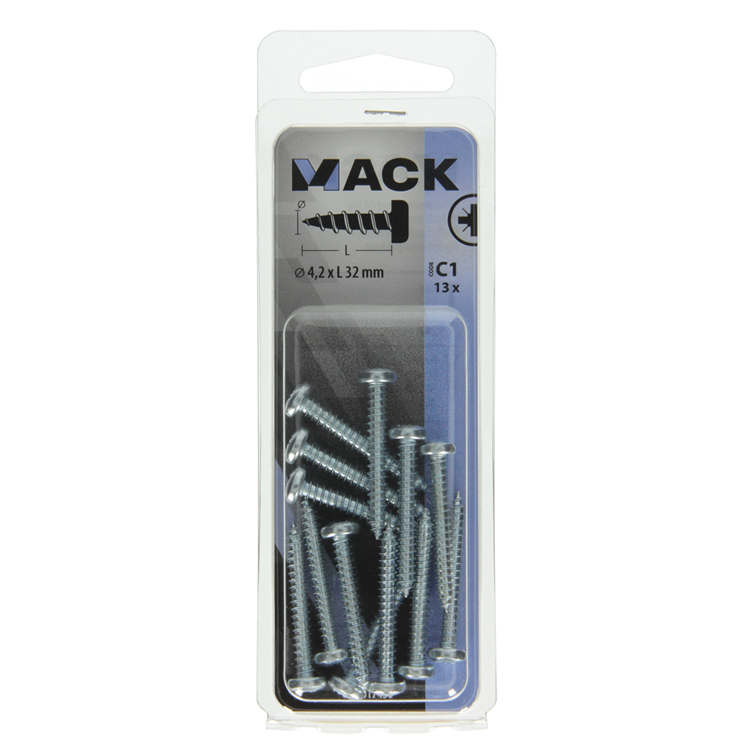 Afbeelding laden in galerijviewer, Mack 1017450 - zelftappende schroef cyl kop verz. 13st 4,2 x 32 mm | 10 stuks