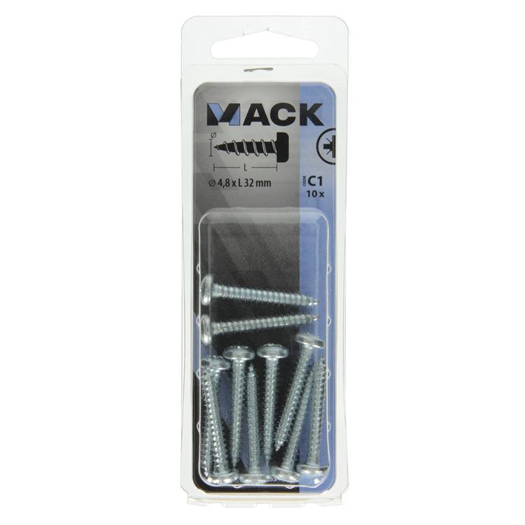 Afbeelding laden in galerijviewer, Mack 1017453 - zelftappende schroef cyl kop verz. 10st 4,8 x 32 mm | 10 stuks