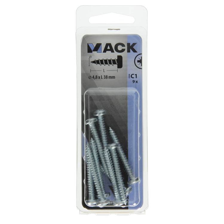 Afbeelding laden in galerijviewer, Mack 1017454 - zelftappende schroef cyl kop verz. 9 st 4,8 x 38 mm | 10 stuks