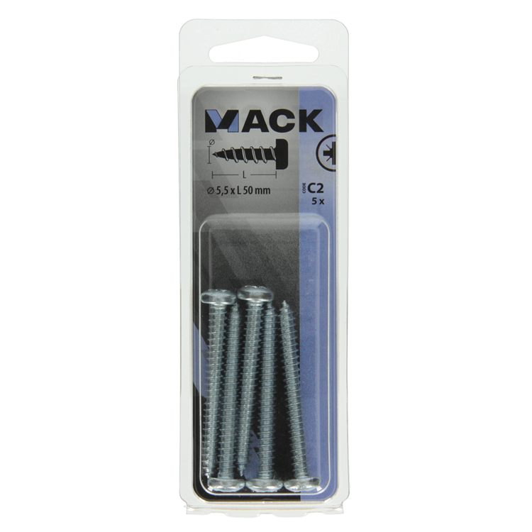 Afbeelding laden in galerijviewer, Mack 1017460 - zelftappende schroef cyl kop verz. 5 st 5,5 x 50 mm | 10 stuks
