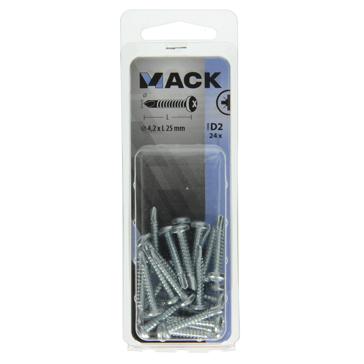 Afbeelding laden in galerijviewer, Mack 1017471 - zelfborende schroef cyl. kop verz. 24st 4,2 x 25 mm | 10 stuks