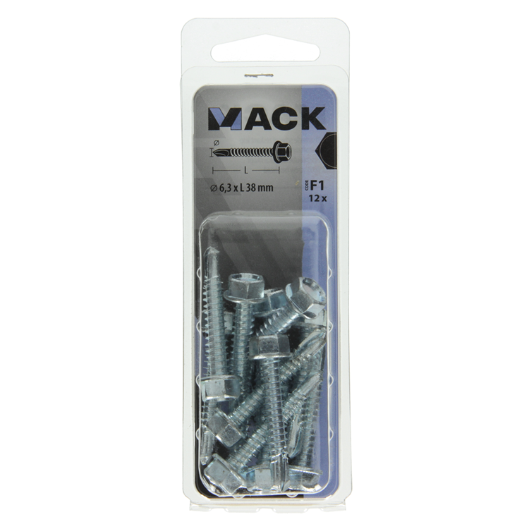 Afbeelding laden in galerijviewer, Mack 1017481 - zelfborende schroef zesk.kop verz. 12st 6,3 x 38 mm | 5 stuks