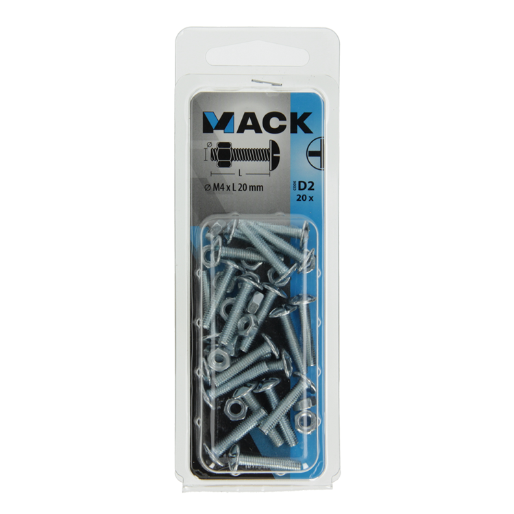 Afbeelding laden in galerijviewer, Mack 1017540 - kachelbout + moer staal verzinkt 20 st m4 x 20 mm | 10 stuks