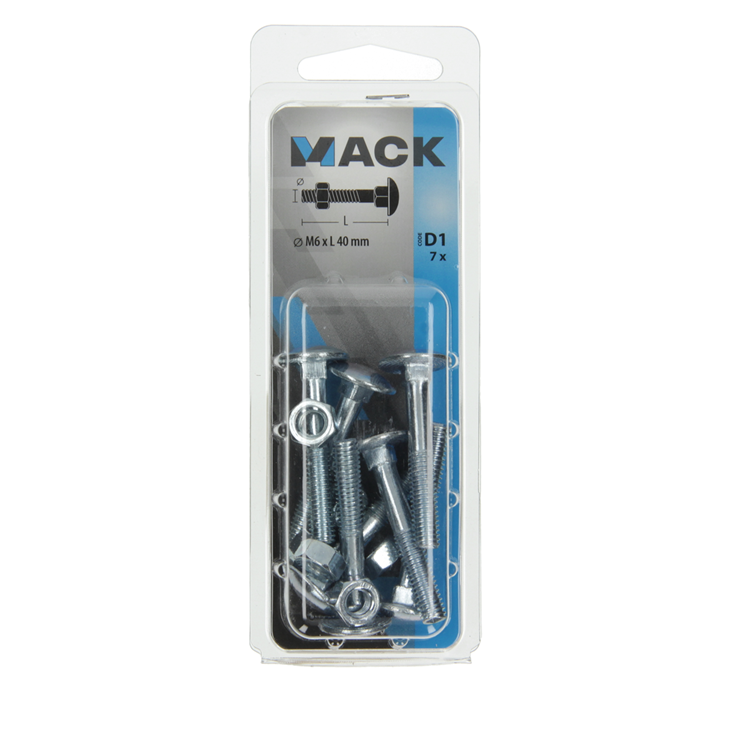Afbeelding laden in galerijviewer, Mack 1017570 - houtbout + moer staal verzinkt7 st m6 x 40 mm | 5 stuks