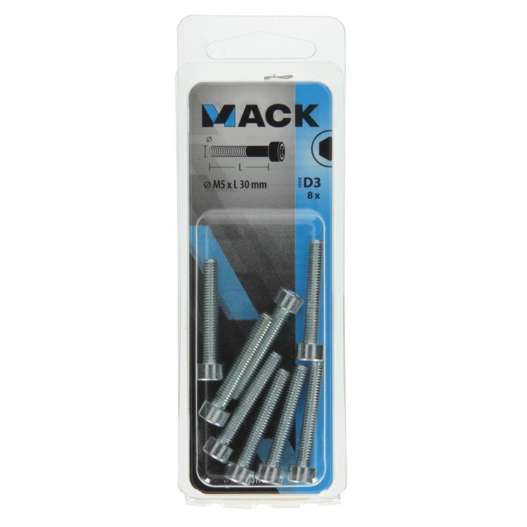 Load image into Gallery viewer, Mack 1017647 - binnenzeskant bout cyl.kop verz. 8 st m5 x 30 mm | 10 stuks