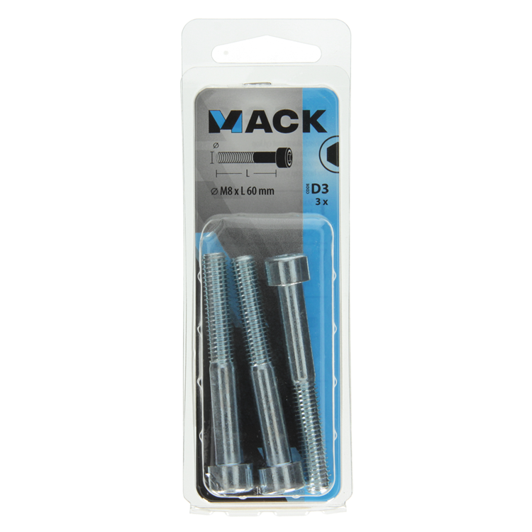Load image into Gallery viewer, Mack 1017655 - binnenzeskant bout cyl.kop verz. 3 st m8 x 60 mm | 10 stuks