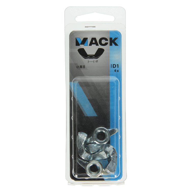 Afbeelding laden in galerijviewer, Mack 1017699 - vleugelmoer staal verzinkt 4 st m8 | 10 stuks