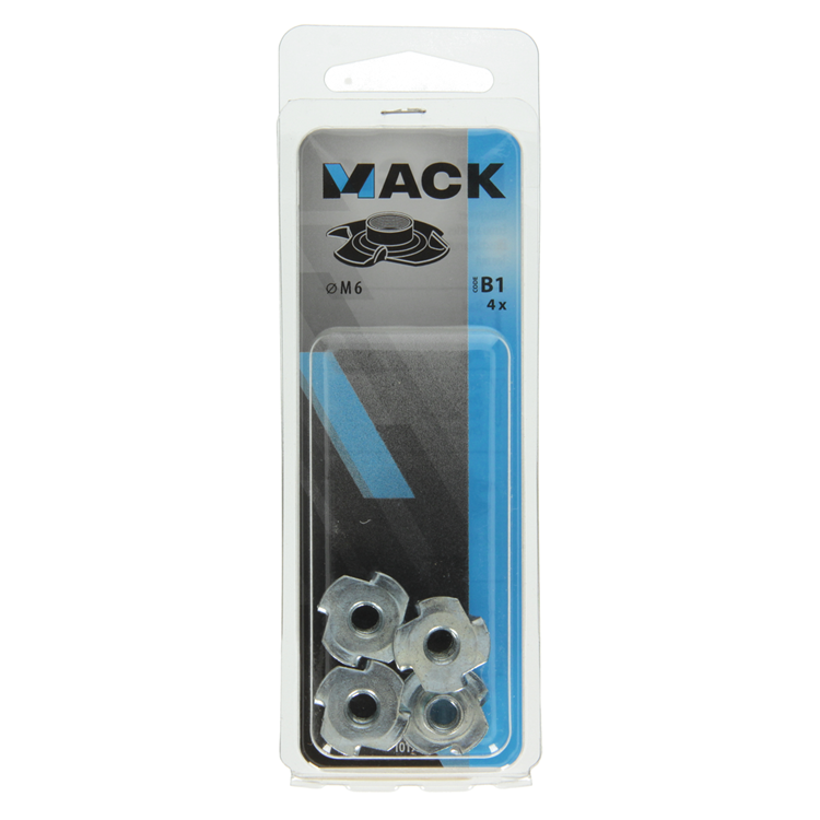 Afbeelding laden in galerijviewer, Mack 1017709 - inslagmoer staal verzinkt 4 st m6 | 10 stuks