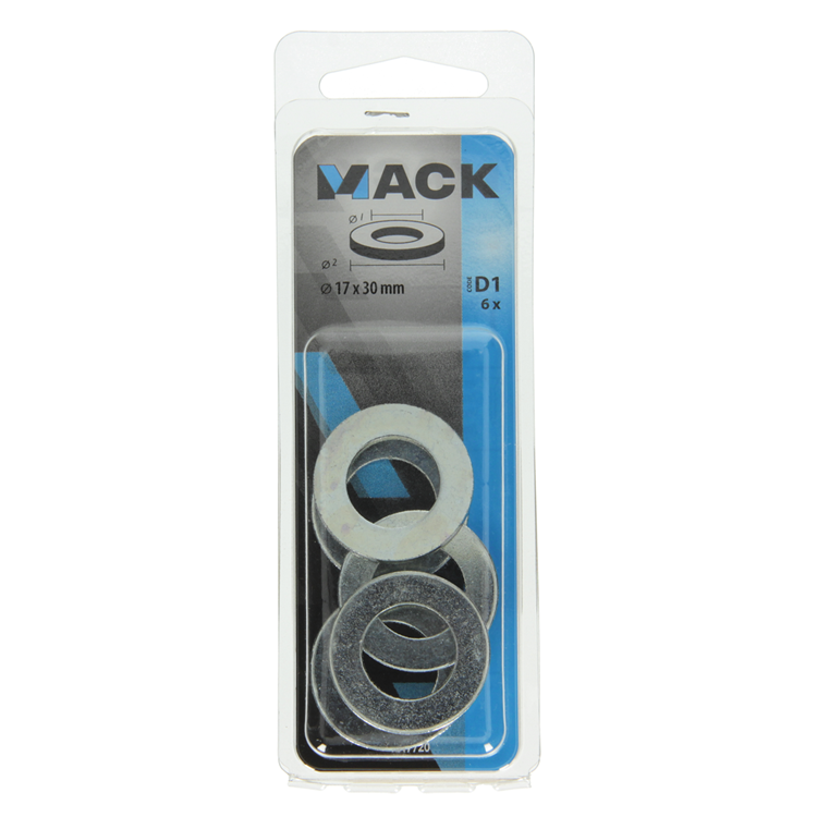Afbeelding laden in galerijviewer, Mack 1017720 - sluitring staal verzinkt 6 st 17 x 30 mm | 10 stuks