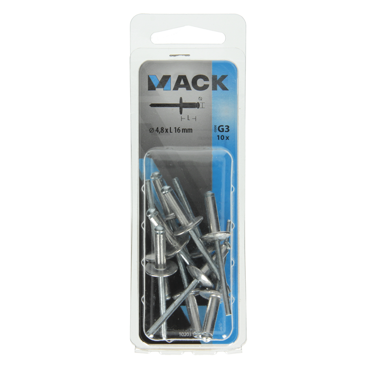 Load image into Gallery viewer, Mack 1020310 - 10 blindnieten alu brede kop 4,8x16mm | 5 stuks