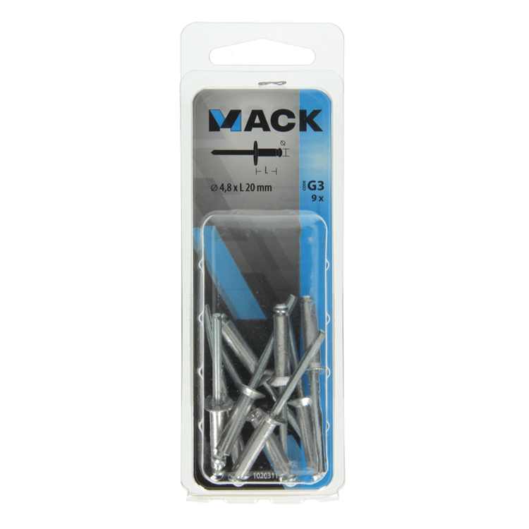 Load image into Gallery viewer, Mack 1020311 - 9 blindnieten alu brede kop 4,8x20mm | 5 stuks