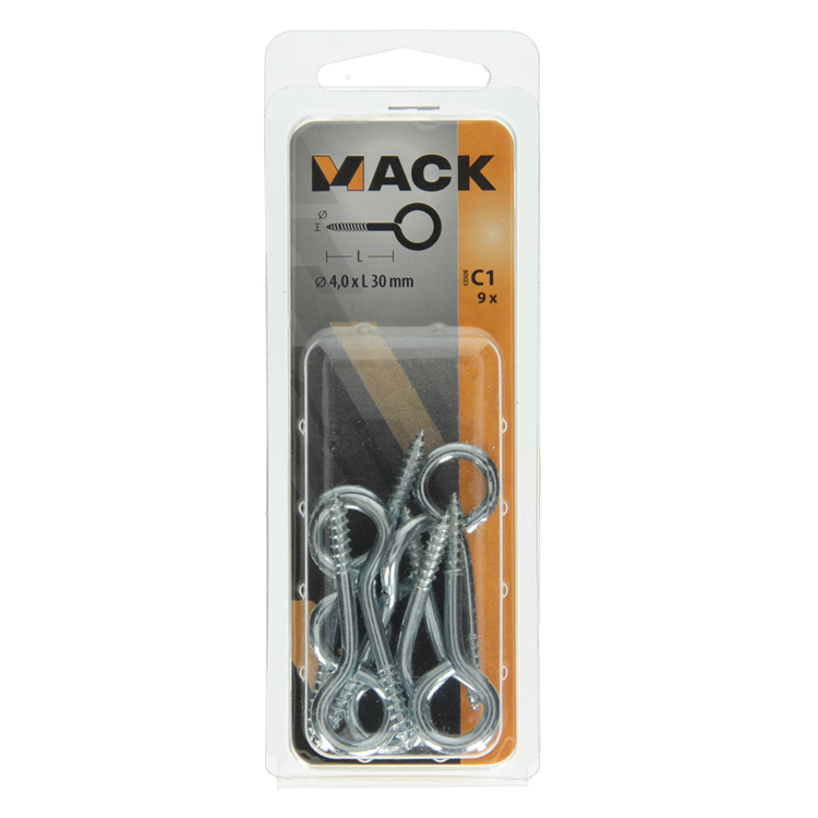 Load image into Gallery viewer, Mack 1017773 - schroefoog staal verzinkt 9 st 4,0 x 30 mm | 10 stuks