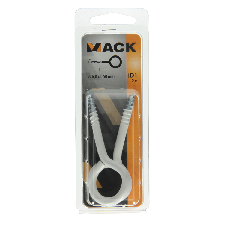 Load image into Gallery viewer, Mack 1017788 - schroefoog staal wit 2 st 6,0 x 50 mm | 5 stuks