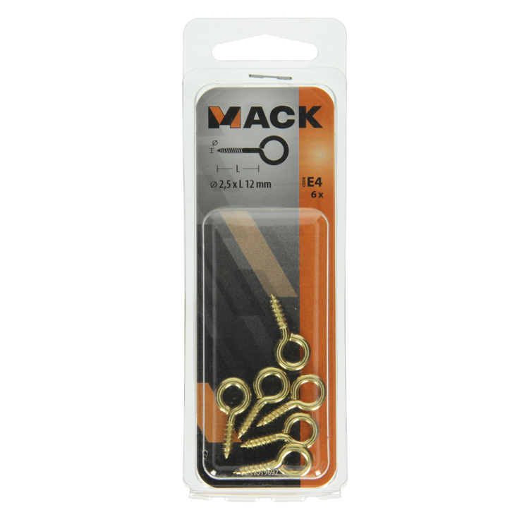 Load image into Gallery viewer, Mack 1019692 - schroefoog messing 6 st 2,5 x 12mm | 10 stuks