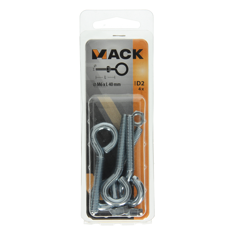 Load image into Gallery viewer, Mack 1017791 - schroefoog metrisch + moer verzinkt 4 st m6 x 40 mm | 10 stuks