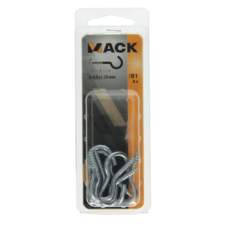 Load image into Gallery viewer, Mack 1017798 - schroefhaak staal verzinkt 8st 4,0 x 20 mm | 10 stuks