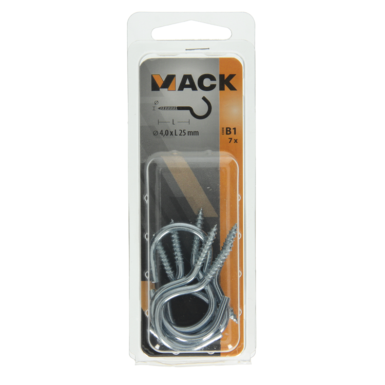 Load image into Gallery viewer, Mack 1017799 - schroefhaak staal verzinkt 7st 4,0 x 25 mm | 10 stuks