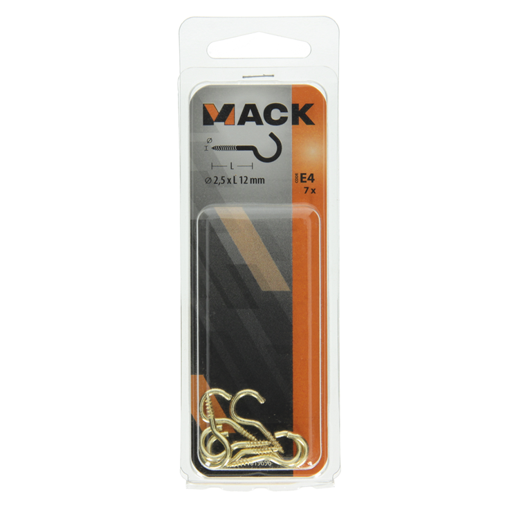 Load image into Gallery viewer, Mack 1019696 - schroefhaak messing 7 st 2,5 x 12mm | 10 stuks