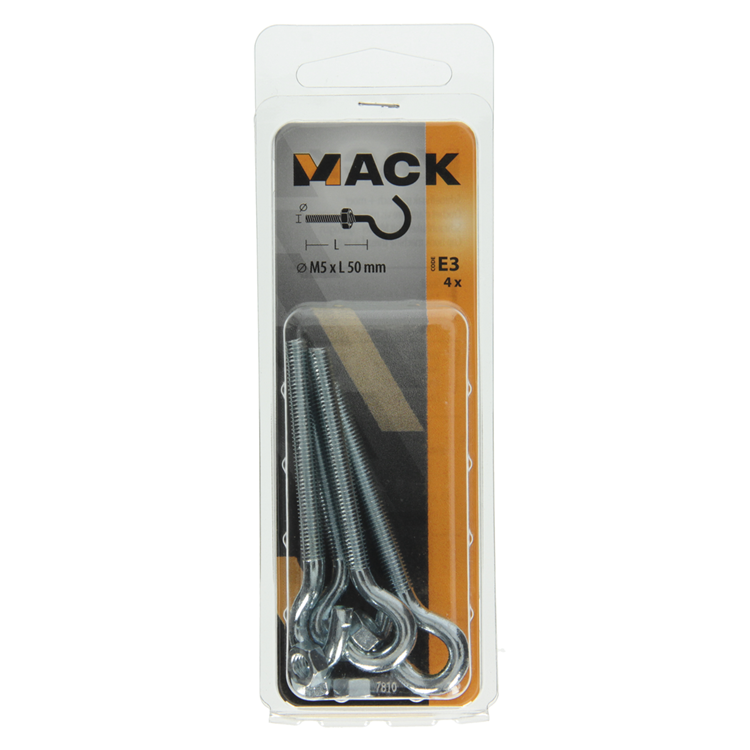 Load image into Gallery viewer, Mack 1017810 - schroefhaak metrisch + moer verzinkt 4st m5 x 50 mm | 10 stuks