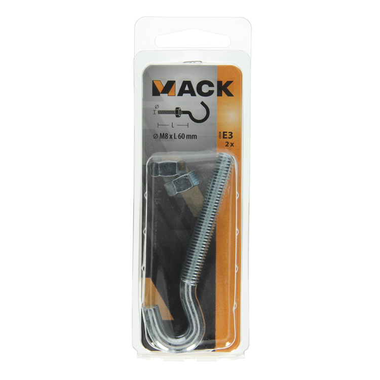 Load image into Gallery viewer, Mack 1017812 - schroefhaak metrisch + moer verzinkt 2st m8 x 60 mm | 10 stuks