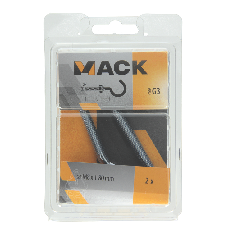 Load image into Gallery viewer, Mack 1017813 - schroefhaak metrisch + moer verzinkt 2st m8 x 80 mm | 5 stuks