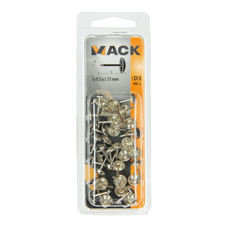 Load image into Gallery viewer, Mack 1017863 - garniernagel staal vernikkeld 40 st 9,5 x 15 mm | 10 stuks
