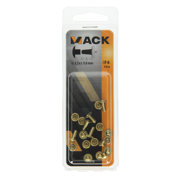 Load image into Gallery viewer, Mack 1019715 - klinknagel messing 10 st 3,3 x 9,0mm | 10 stuks