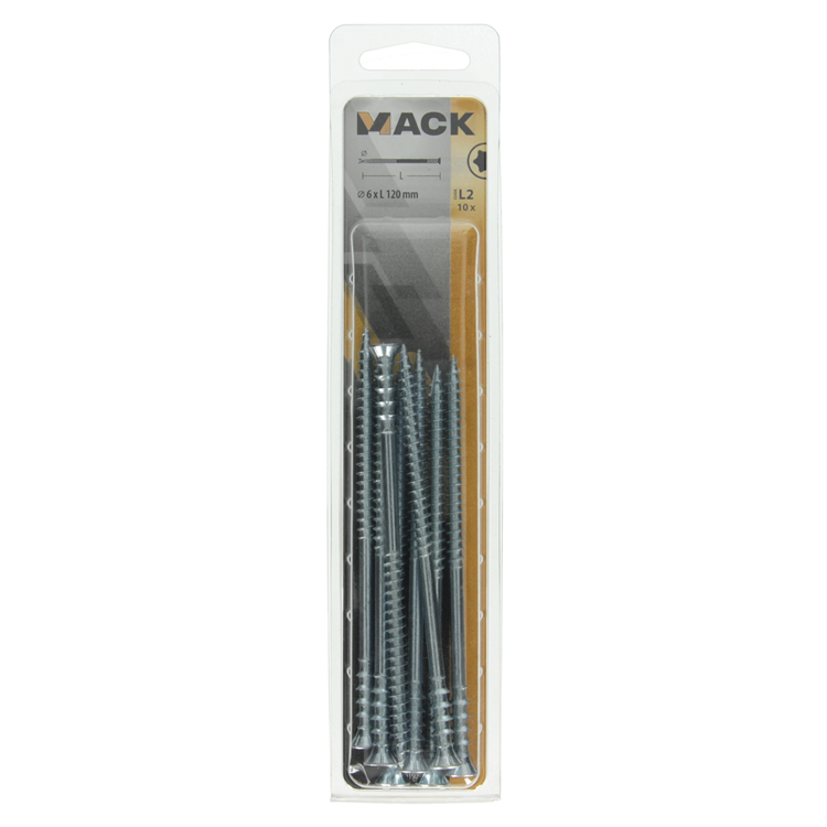 Afbeelding laden in galerijviewer, Mack 1019728 - regelschroef verzinkt 10 st 6 x 120 mm | 5 stuks