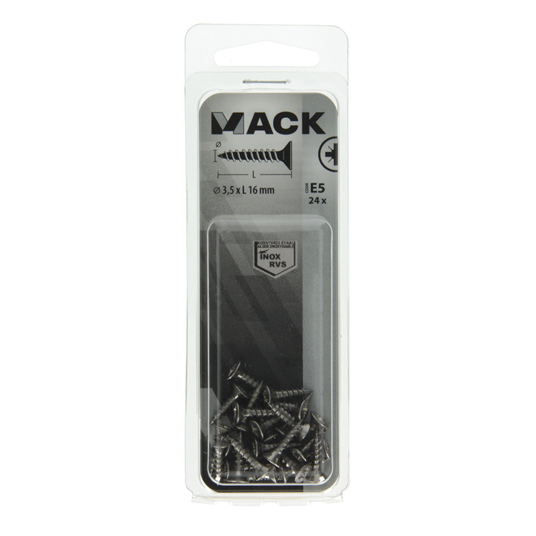 Load image into Gallery viewer, Mack 1019732 - spaanplaatschroef vz kop rvs 24 st 3,5 x 16 mm | 10 stuks