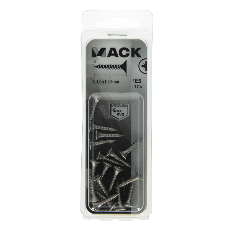 Load image into Gallery viewer, Mack 1019739 - spaanplaatschroef vz kop rvs 17 st 4,0 x 20 mm | 10 stuks
