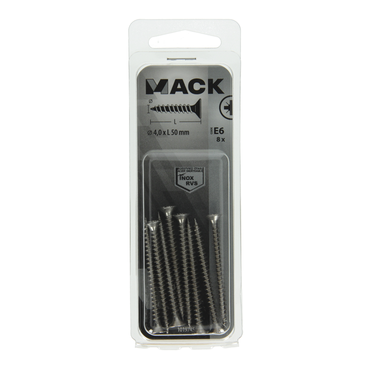 Load image into Gallery viewer, Mack 1019745 - spaanplaatschroef vz kop rvs 8 st 4,0 x 50 mm | 10 stuks
