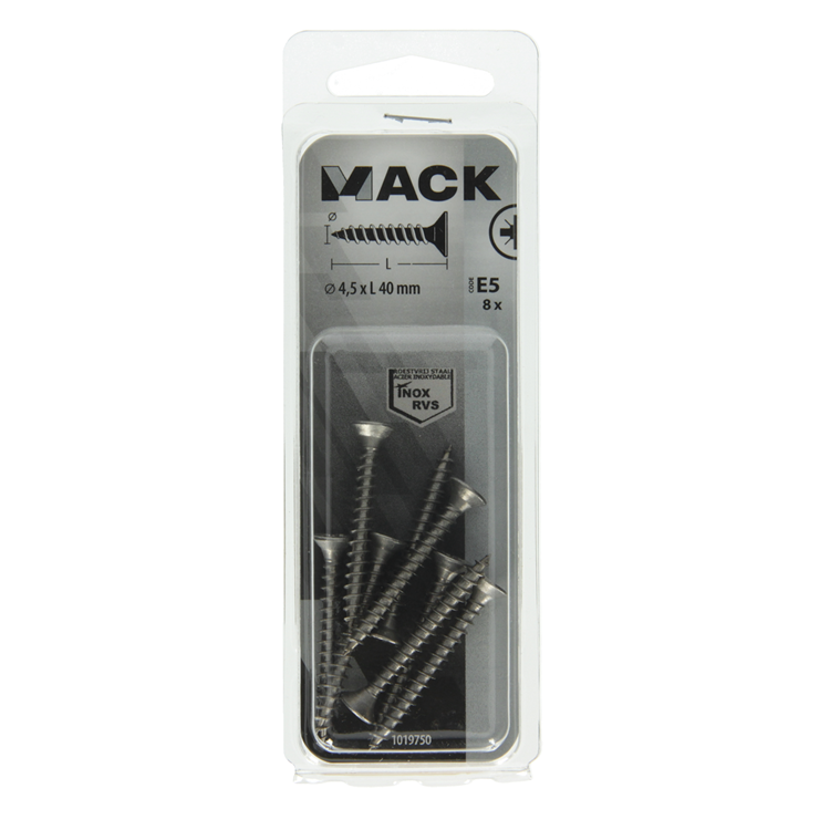 Load image into Gallery viewer, Mack 1019750 - spaanplaatschroef vz kop rvs 8 st 4,5 x 40 mm | 10 stuks