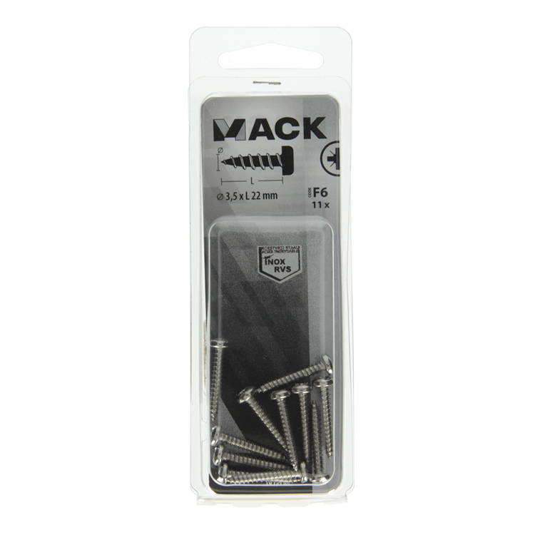 Load image into Gallery viewer, Mack 1019783 - zelftappende schroef cyl.kop a2 11 st 3,5 x 22 mm | 10 stuks
