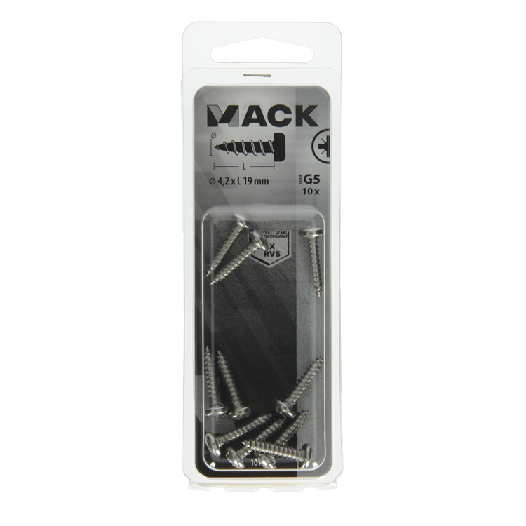 Load image into Gallery viewer, Mack 1019790 - zelftappende schroef cyl.kop a2 10 st 4,2 x 19 mm | 10 stuks