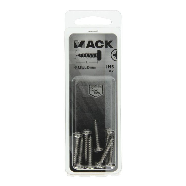 Load image into Gallery viewer, Mack 1019794 - zelftappende schroef cyl.kop a2 8 st 4,8 x 25 mm | 10 stuks