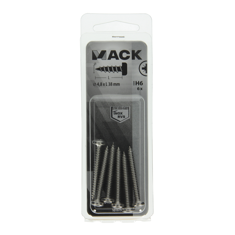 Load image into Gallery viewer, Mack 1019796 - zelftappende schroef cyl.kop a2 6 st 4,8 x 38 mm | 10 stuks