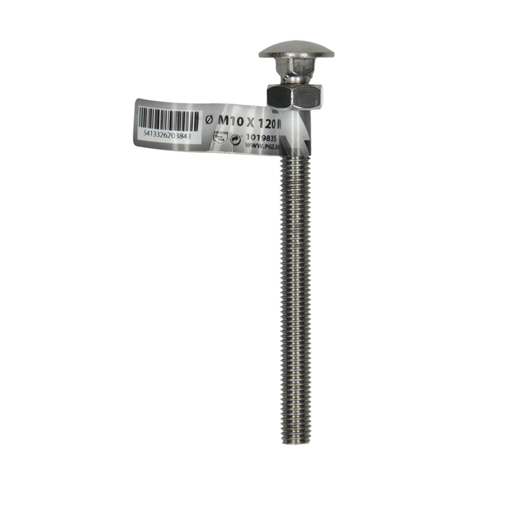 Load image into Gallery viewer, Mack 1019835 - houtbout + moer roestvrijstaal 1 st m10 x 120 mm | 10 stuks