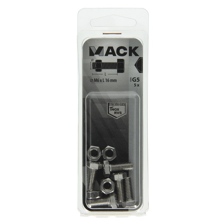 Load image into Gallery viewer, Mack 1019841 - tapbout + moer roestvrijstaal 5 st m6x16 | 10 stuks