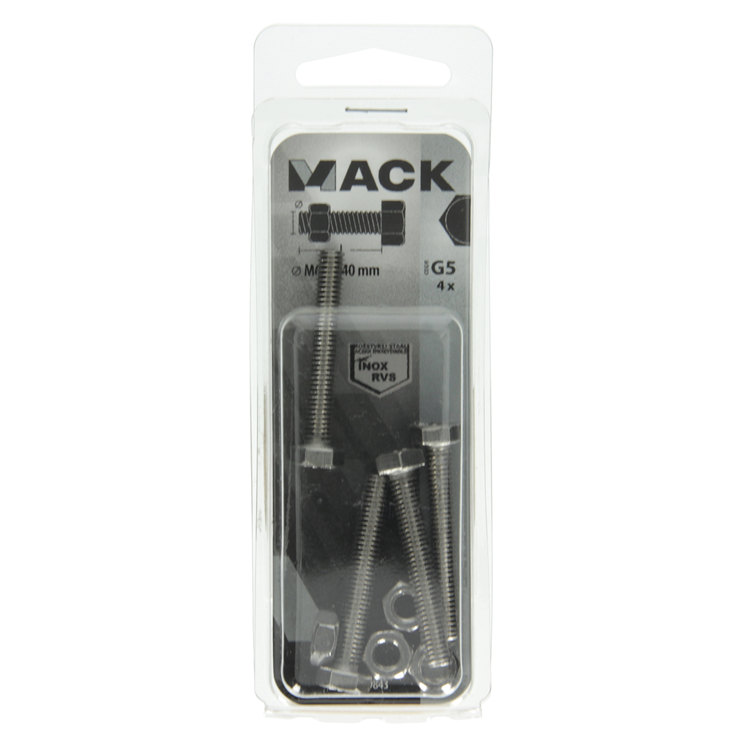 Load image into Gallery viewer, Mack 1019843 - tapbout + moer roestvrijstaal 4 st m6x40 | 10 stuks