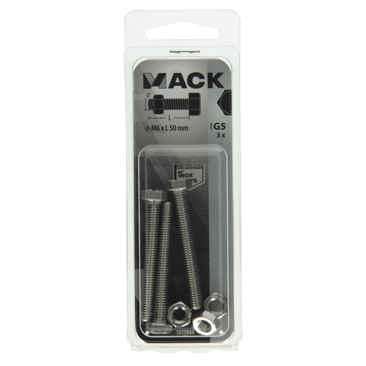 Load image into Gallery viewer, Mack 1019844 - tapbout + moer roestvrijstaal 3 st m6x50 | 10 stuks