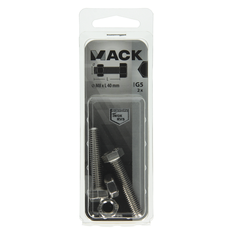 Load image into Gallery viewer, Mack 1019846 - tapbout + moer roestvrijstaal 2 st m8x40 | 10 stuks