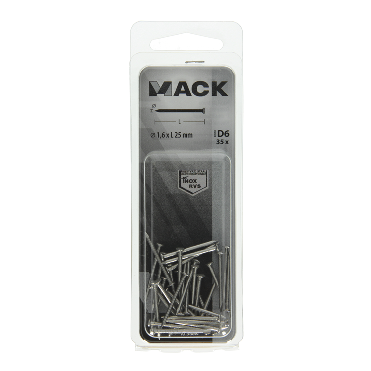 Load image into Gallery viewer, Mack 1019887 - nagel platte kop inox a2 35 st1,6 x 25 mm | 10 stuks