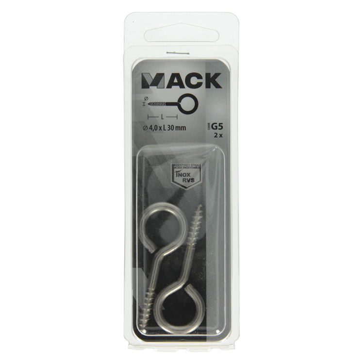 Load image into Gallery viewer, Mack 1019893 - schroefoog roestvrijstaal 2 st 4,0x30 mm | 10 stuks