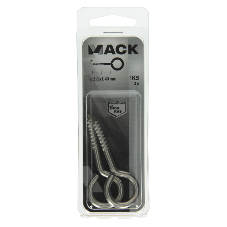 Load image into Gallery viewer, Mack 1019894 - schroefoog roestvrijstaal 2 st 5,0x40 mm | 10 stuks