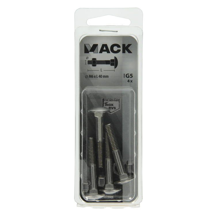 Load image into Gallery viewer, Mack 1019908 - houtbout + moer roestvrijstaal 4 st m6x40 mm | 10 stuks